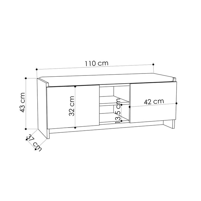 Hanah Home Zapatero Blanco 110 cm - Mueble de Entrada Elegante y Moderno con Amplio Espacio de Almacenamiento